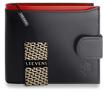 Obrázek produktu pro Pánská peněženka STEVENS z přírodní kůže RFID černá 12,5 x 10,5 cm univ