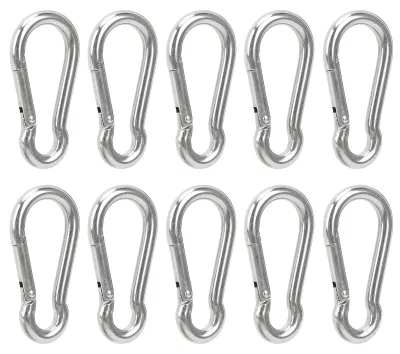 Produktbild von 10 Stück Federhaken Edelstahl Schnappkarabiner Sicherheitsseil Hängeschnalle Zubehör
