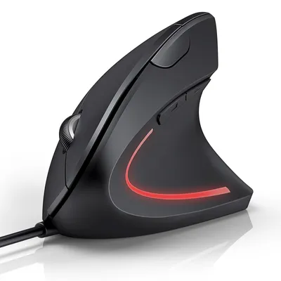 Produktbild von Ergonomische Vertikale Maus mit USB-Kabel Ergonomisches Design Schwarz 6400 DPI