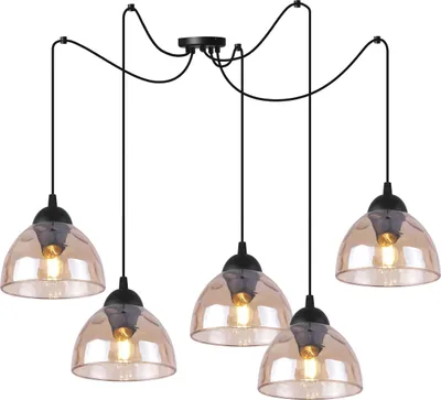 Immagine prodotto di Lampada a sospensione Spider Venice a 5 luci con paralumi in vetro ambrato E27