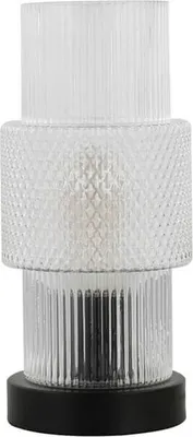 Produktbild von HOME DELUXE Kleine Tischlampe aus Glas YUKI - Transparent | Tischleuchte Schreibtischlampe Nachttischlampe