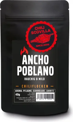 Produktbild von CHILI SCOVILLA Ancho Poblano Flocken im SealPack, 40g