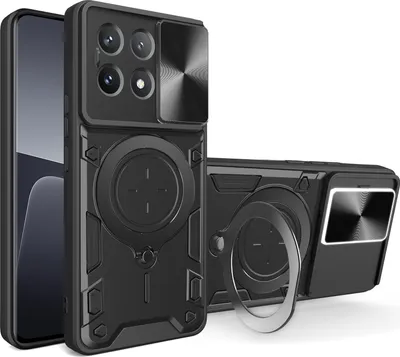 Image de Étui pour Xiaomi Poco X6 Pro/Redmi K70E étui durable double couche avec couvercle d'appareil photo et support d'anneau Noir