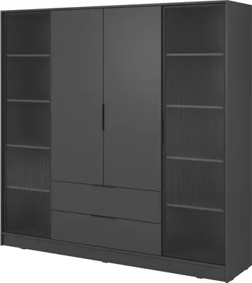 Produktbild von BETTSO Moderner verglaster LYKE Kleiderschrank für das Wohnzimmer mit LED