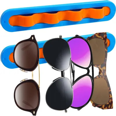 Immagine prodotto di INF 2 Pezzi Porta Occhiali da Sole a Muro Ondulato, Organizer per Occhiali Blu+Arancione
