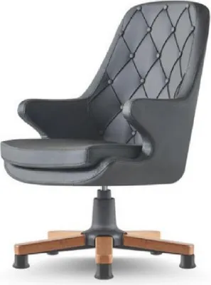 Produktbild von Schwarz Bürostuhl Chesterfield Klassisch Leder Holz Arbeitszimmer Büro