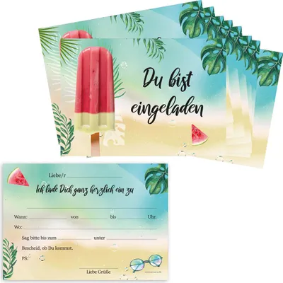 Produktbild von PRICARO Einladungskarten Kindergeburtstag, A6 "Summer", 10 Stück