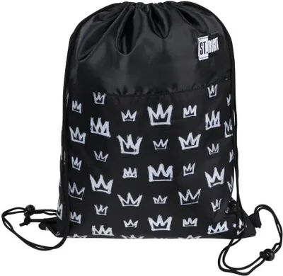 Produktbild von ST.RIGHT SO01 Turnbeutel Sportbeutel Rucksack Tasche KRONEN leicht schwarz Kinder Mädchen