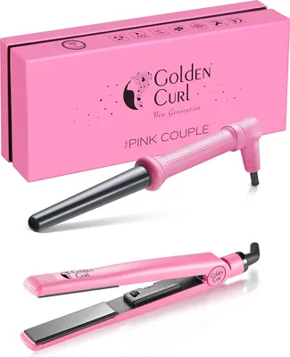 Produktbild von Golden Curl "The Pink Couple" Mini-Salon Glätteisen & Lockenstab Kit