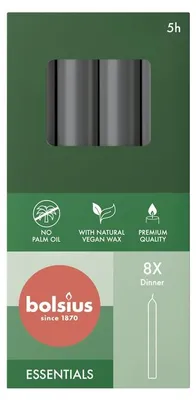 Productafbeelding van Bolsius Dinerkaarsen 170/20 Stormygrey (8 stuks)