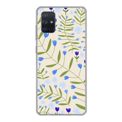 Produktbild von MuchoWow® Handyhülle Schutzhülle Hülle für Samsung Galaxy A71 Blume - Blätter - Blau Silikon Softcase Handy Hülle - Kartenbesitzer