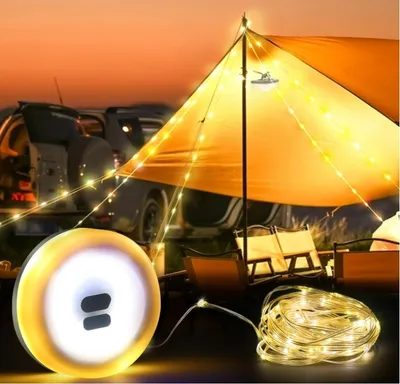 Produktbild von Multifunktionale Tragbare Campingleuchte | 10m Camping Lichterkette | Wasserdichte Campingzeltleuchte mit mehreren Beleuchtungsmod  LED-Lichterkette