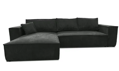 Produktbild von Ecksofa Loft XL 294x185 couch Dunkelgrau Cord mit Schlaffunktion bettkasten Poso 34 Links