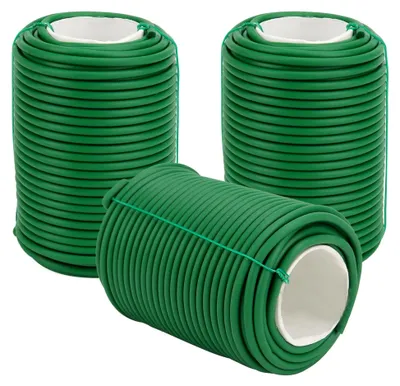 Produktbild von 3 Stück Gartendraht 3,5 mm x 20 m, Flexibler Bindedraht Grün Gummiert, Pflanzendraht für Tomatenpflanzen