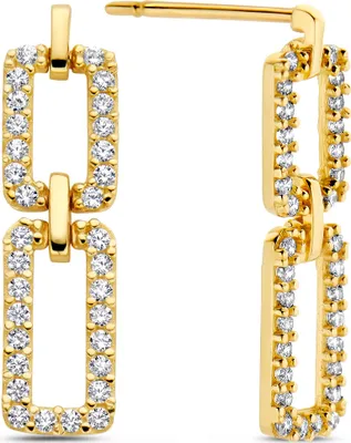 Produktbild von New Bling 9NBG-0706 Gouden Oorbellen met Zirkonia -  4,4x16mm - 14 Karaat - Goud