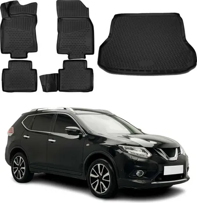 Produktbild von Fußmatten & Kofferraumwanne Set für Nissan X-Trail 2014-2025 TPE Schwarz