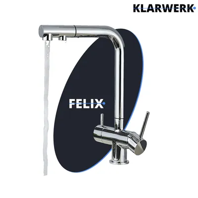 Zdjęcie produktu dla Felix | 3-drożna wyciągana bateria chromowana premium | bateria kuchenna ze stali nierdzewnej z osmozą | bateria - 360 stopni | filtr 3 przyłącza