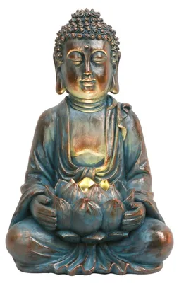 Immagine prodotto di Statua di Buddha da giardino - Resina - Energia solare - Impermeabile - 18 cm