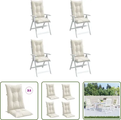Immagine prodotto di The Living Store Cuscini per schienale alto 4 pz. Tessuto melange crema 120x50x7 cm