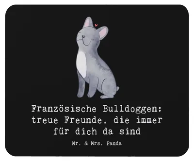 Produktbild von Mr. & Mrs. Panda Mauspad Französische Bulldogge Freund - Schwarz - Geschenk, Hunderassen Vielfalt, Mouse Pad, pc, bedingungslose Liebe, Herz erobern, laptop mousepad