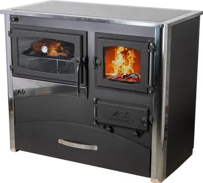 Produktbild von Kaminofen mit Backfach und Herdplatte mit Glaskeramik ABC Concept 2 Air Links Mehrfachbelegung Holzofen 11,6 kW Kamin Ofen Holz Werkstattofen Holzofen