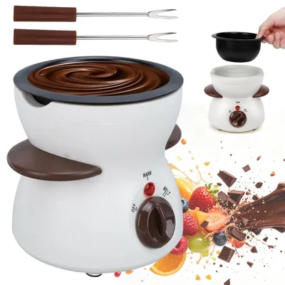 Elektrische Chocoladefondue, 300 ml, 8 Edelstahlgabeln, Temperaturregler