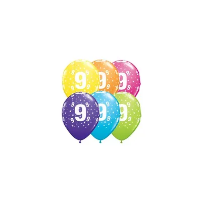 Zdjęcie produktu dla Balony Z Nadrukiem Cyfry"9",11"/6Szt.urodziny