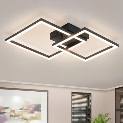 Image de ZMH Plafonnier LED Lampe de plafond Cuisine 20W Noir Lampe de chambre 4000K Blanc neutre Lampe de cuisine Couloir Éclairé carré pour chambre à coucher Bureau
