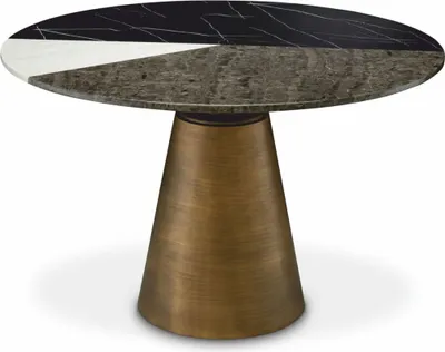 Produktbild von Casa Padrino Luxus Esstisch mit Kunstmarmor Tischplatte Ø 120 cm - Esszimmer Möbel