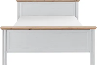 Produktbild von Doppelbett Liegefläche 160x200 cm Pinie weiß mit Eiche JÜLICH-77