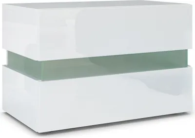 Produktbild von Vladon Nachttisch Flow,  Germany, Nachttischschrank mit Schublade Weiß Hochglanz/Weiß Hochglanz (60 x 45 x 39 cm)