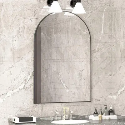 Produktbild von Famanu Wandspiegel 50 x 75 cm - Gebogen, Schwarz, Mit Metallrahmen