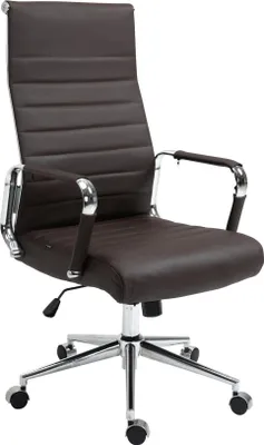 Immagine prodotto di Sedia da ufficio esclusiva, seduta ergonomica, pelle bovina di alta qualità, meccanismo girevole | Colore: Marrone