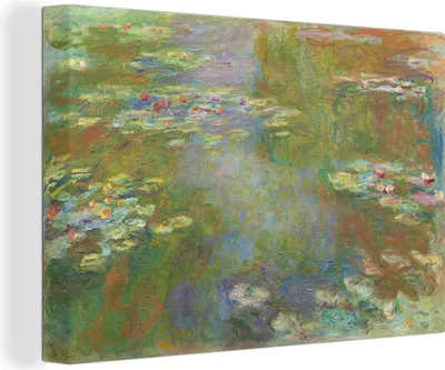 Obrázok produktu pre OneMillionCanvasses® - Obraz na plátne - 140x90 cm, Water lily pond - Maľba od Claude Monet, Nástenná umelecká dekorácia - Fotografia na plátne - Maľba na drevenom ráme
