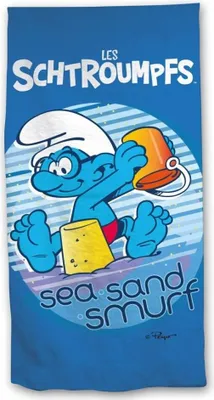 Zdjęcie produktu dla Ręcznik kąpielowy Smurfen Sea Sand 70 x 140 cm Poliester