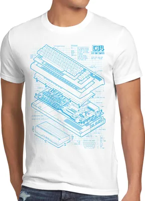 Produktbild von style3 C64 Heimcomputer Blaupause Herren T-Shirt classic gamer