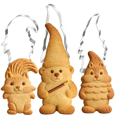 Produktbild von Ausstechformen Weihnachten Set Edelstahl Elch Weihnachtsmann Wichtel Schneeflocke Engel M