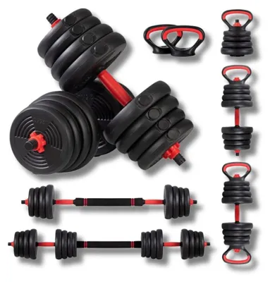 Produktbild von Hantelset 10-40 kg, verstellbar 6-in-1, Kettlebell, Liegestützgriff, für Heimtraining