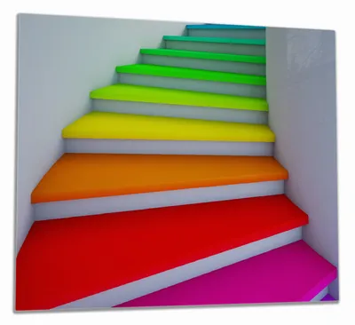 Produktbild von Wallario Herdabdeckplatte aus Glas, Größe 60 x 52 cm 1-teilig, Motiv Bunte Treppe