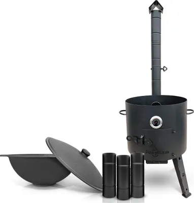 Produktbild von Utschak Uchag Feuerofen Ø 44 cm 2 mm Stahl mit Usbekische Kazan 16 L Казан Учаг