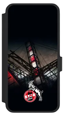 Produktbild von NIVOCASE Klapphülle für Samsung Galaxy A56 5G  Handyhülle aus Kunst Leder NIVOflip schwarz 1. FC Köln Offizielles Lizenzprodukt Stadion