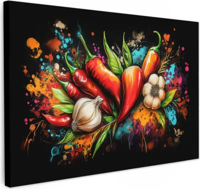 Produktbild von Leinwand Bilder 120x80 cm - Graffiti - Lebensmittel, Wandbilder, Wanddeko Wohnzimmer, Bild