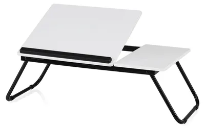 Produktbild von COSTWAY Laptoptisch klappbar 55x32x23 cm, Betttisch Notebooktisch 4-Fach höhenverstellbar, Arbeitstisch aus MDF & Metall, Betttablett Lapdecks Weiß