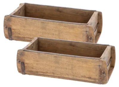 Produktbild von Novaliv 2x Holzkiste Vintage 30 x 15 x 10 cm Alte Ziegelform Holz EIN KAMMER Allzweckkiste aus recyceltem Altholz Jede Form EIN Unikat - Geschenkkiste
