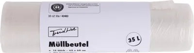 Produktbild von Trendline Müllbeutel 35 L, transparent+Tragegriff, 15 Stück