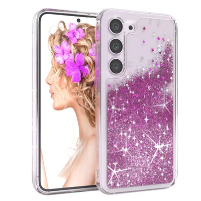 Produktbild von EAZY CASE - Glitzer Hülle kompatibel mit  Samsung Galaxy S23 Glitzer Schutzhülle, Soft Case, Backcover Transparent mit Motiv
