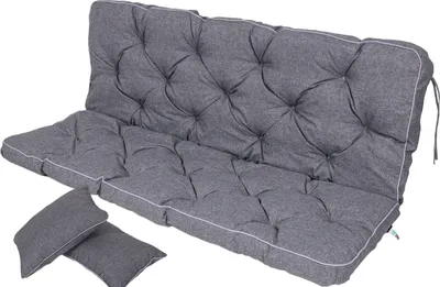 Produktbild von TexDeko® Bankauflage mit Rückenlehne für Hollywoodschaukel  wasserabweisend UV-beständig, 160x50x56cm, Grau