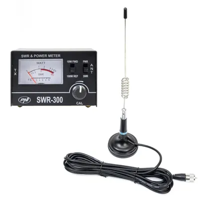 Zdjęcie produktu dla Antena CB PNI ML29, 34 cm, z magnesem o średnicy 70 mm oraz reflektometr PNI SWR-300 do pomiaru współczynnika odbicia