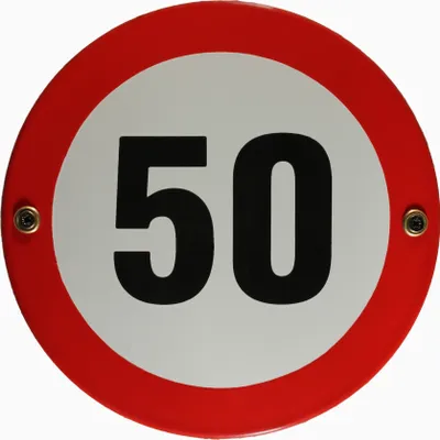 Produktbild von Emaille Schild Tempo 50 Verkehrszeichen Verkehrsschild Geburtstagsschild Emailleschild Verbotsschild