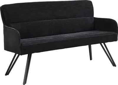Produktbild von byLIVING Bank TINO / Webstoff und Mikrofaser Bezug und Gestell in schwarz / Aufgedoppelter Rücken / Küchenbank, Sitzbank, Esszimmerbank / B 140 x H 94 x T 67 cm